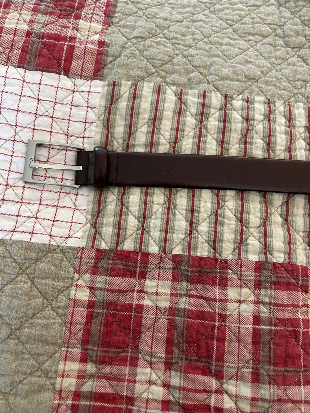 Men's Smooth Dark Brown Leather Belt with Silver Buckle